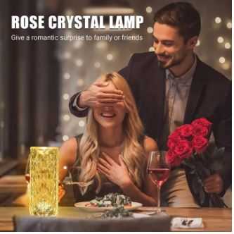 Crystal Diamond Table Lamp, Color Changing Touch Lamp USB Romantic Rose Diamond Table Lamps, Remote Touch Creative Lights for Bedroom Living Room Party Dinner Décor Crystal Lamp Diamond Lamp Night Light Lamp RGB Touch Table Lamp